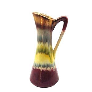 Scheurich West German Mid Century Modern Drip Glaze Ceramic Pitcher Vase